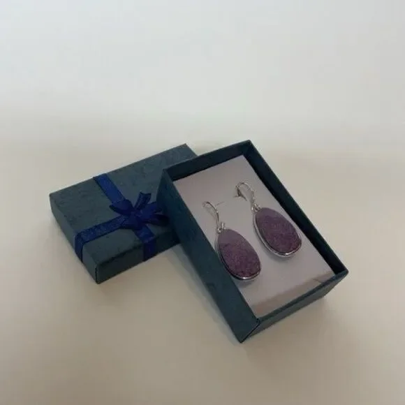 NWOB Boho Handmade Purpurite Jasper Earrings Sterling Silver Gemstone Jewelry - Picture 6 of 14